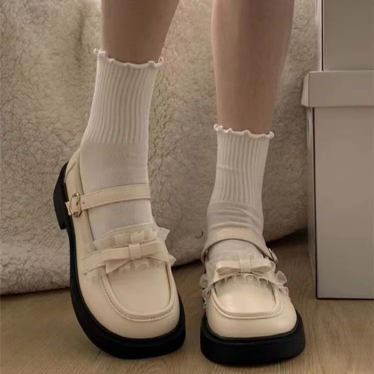 厚底玛丽珍小皮鞋女2025年春夏季蝴蝶结英伦风格时尚百搭可爱单鞋