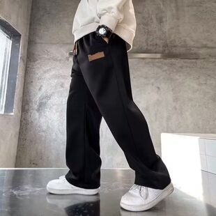 男童裤子春秋款儿童阔腿休闲宽松运动裤中大童卫裤胖男孩直筒长裤