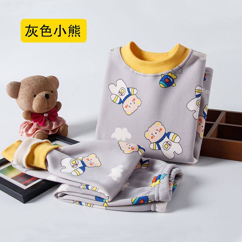 儿童保暖内衣套装中领加绒加厚男童秋衣秋裤中大童女童保暖衣冬季
