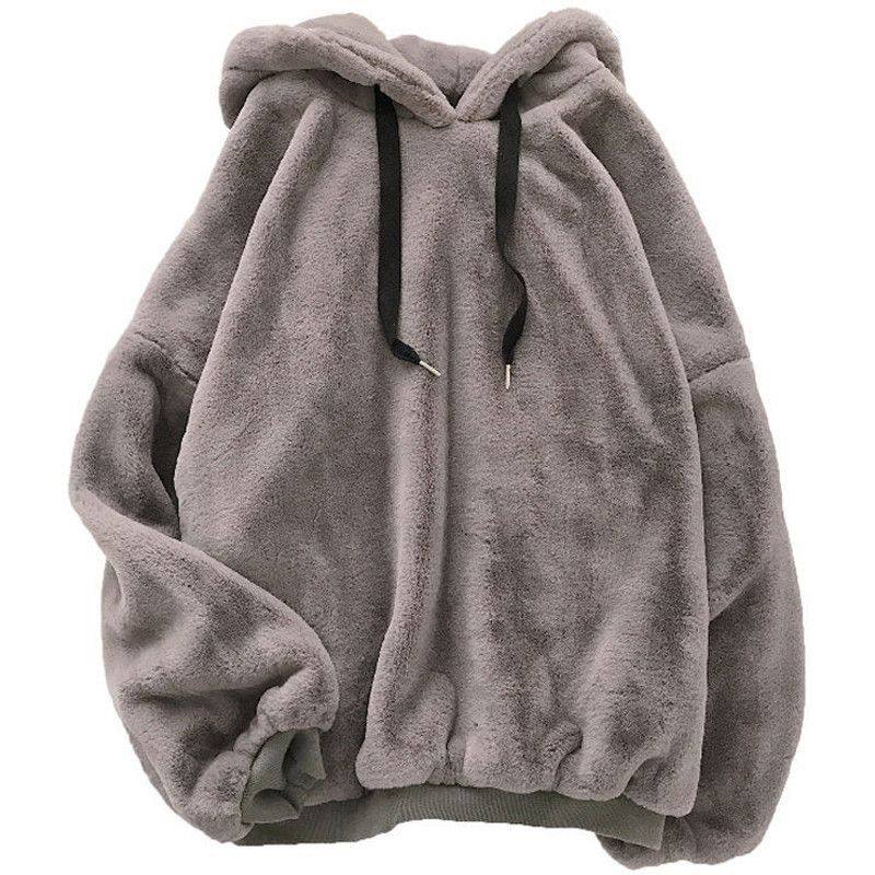 秋春夏加绒加厚连帽卫衣男潮宽松情侣长袖保暖外套羊羔绒卫衣