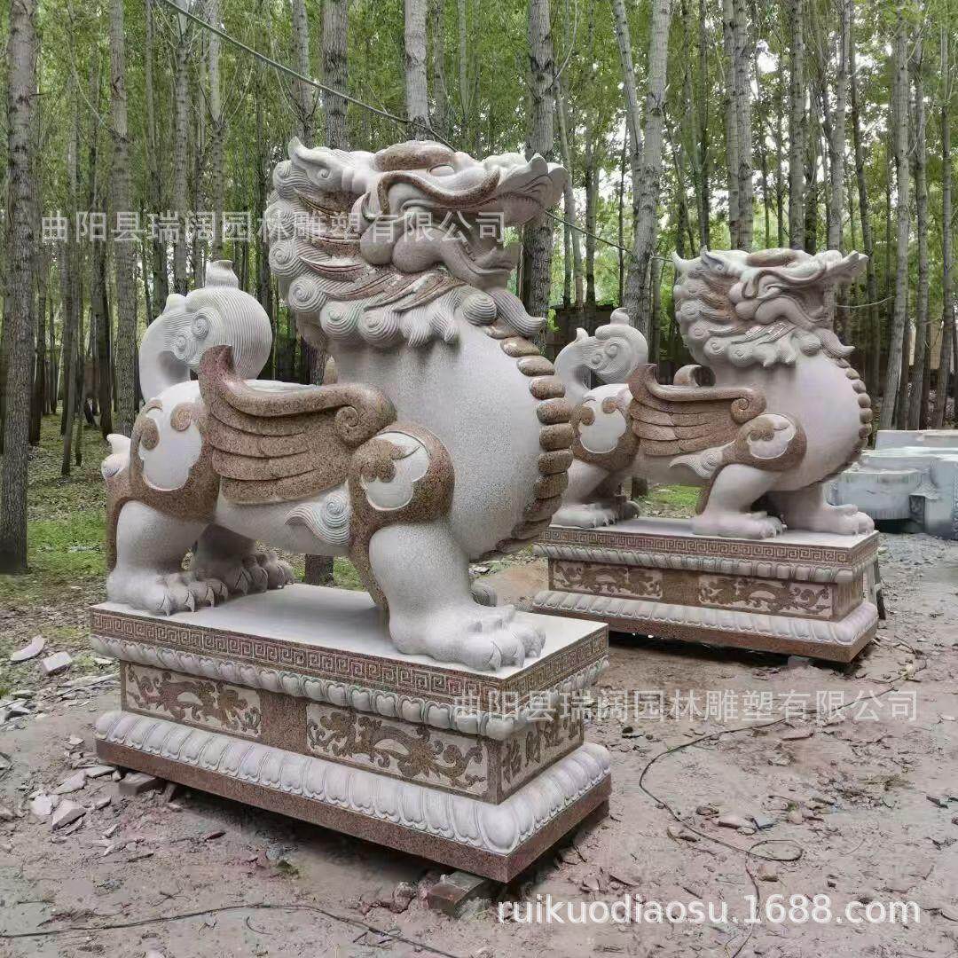 大型石头貔貅一对公司庭院大门看门青石花岗岩石雕摆件雕刻天然石