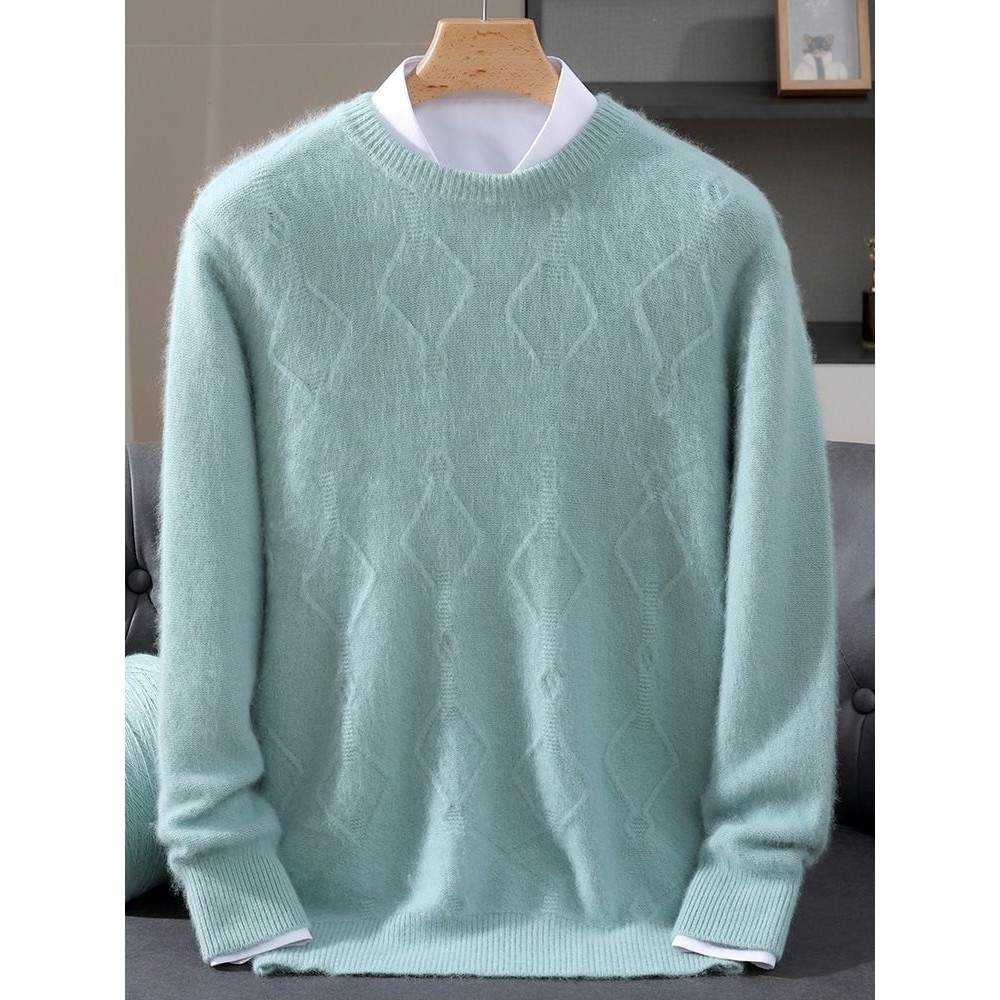 25秋冬新款羊毛衫貂绒毛衣男士圆领宽松加厚菱形套头休闲针织打底,女装/女士精品,羊绒衫,淘宝优惠券,粉丝福利购,淘宝优惠卷