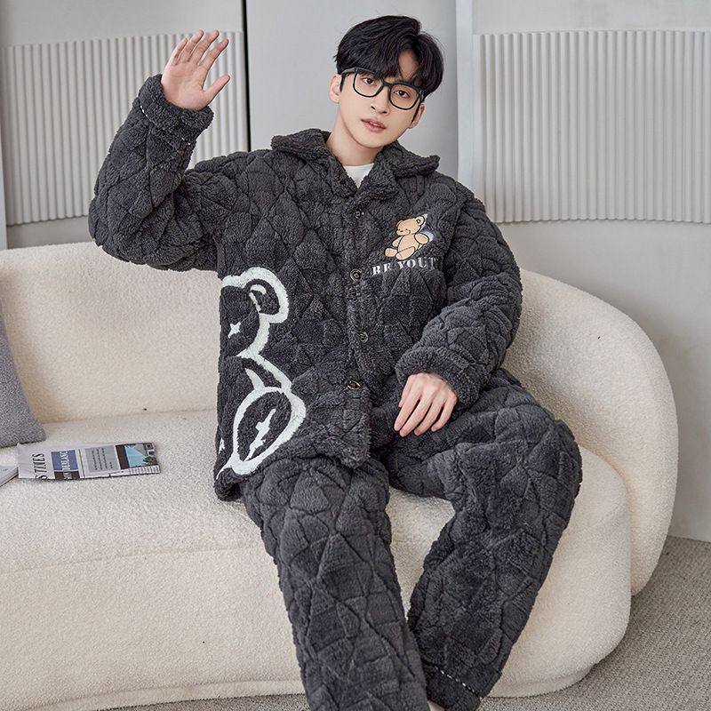 睡衣男冬季珊瑚绒加厚加绒保暖法兰绒三层夹棉家居服套装外穿冬款,女士内衣/男士内衣/家居服,睡衣/家居服套装,淘宝优惠券,粉丝福利购,淘宝优惠卷