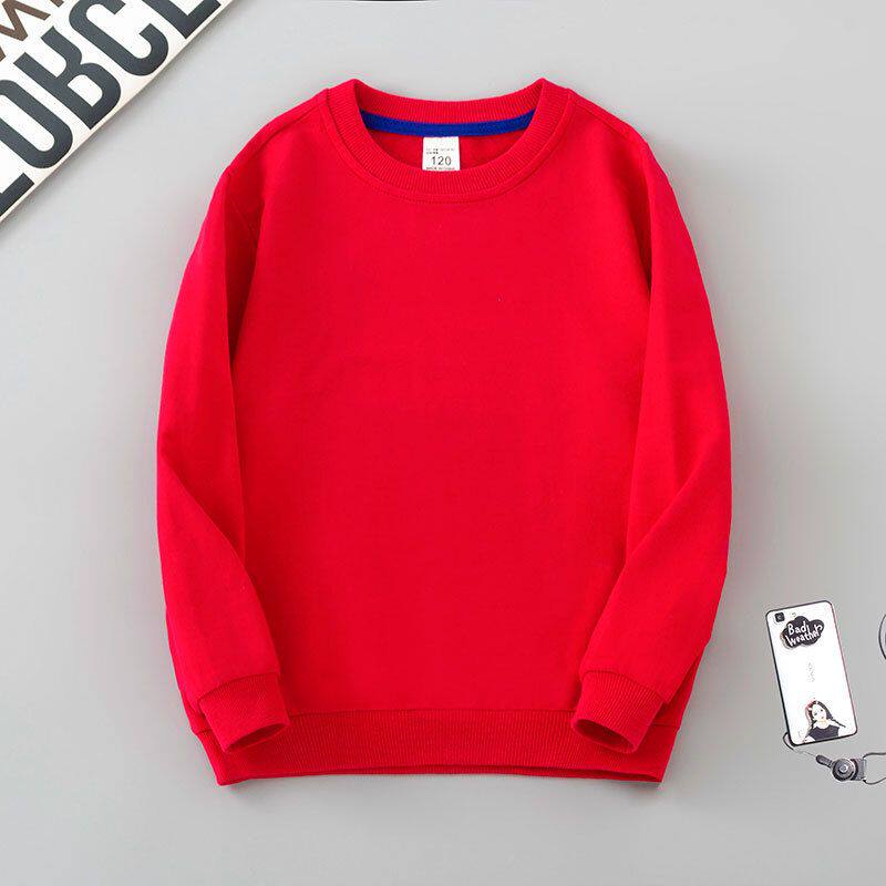 儿童春秋款棉卫衣素色圆领套头衫男女童中小大童休闲薄款远动上衣