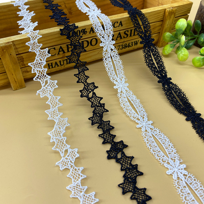 黑色白色涤纶刺绣牛奶丝花边手工