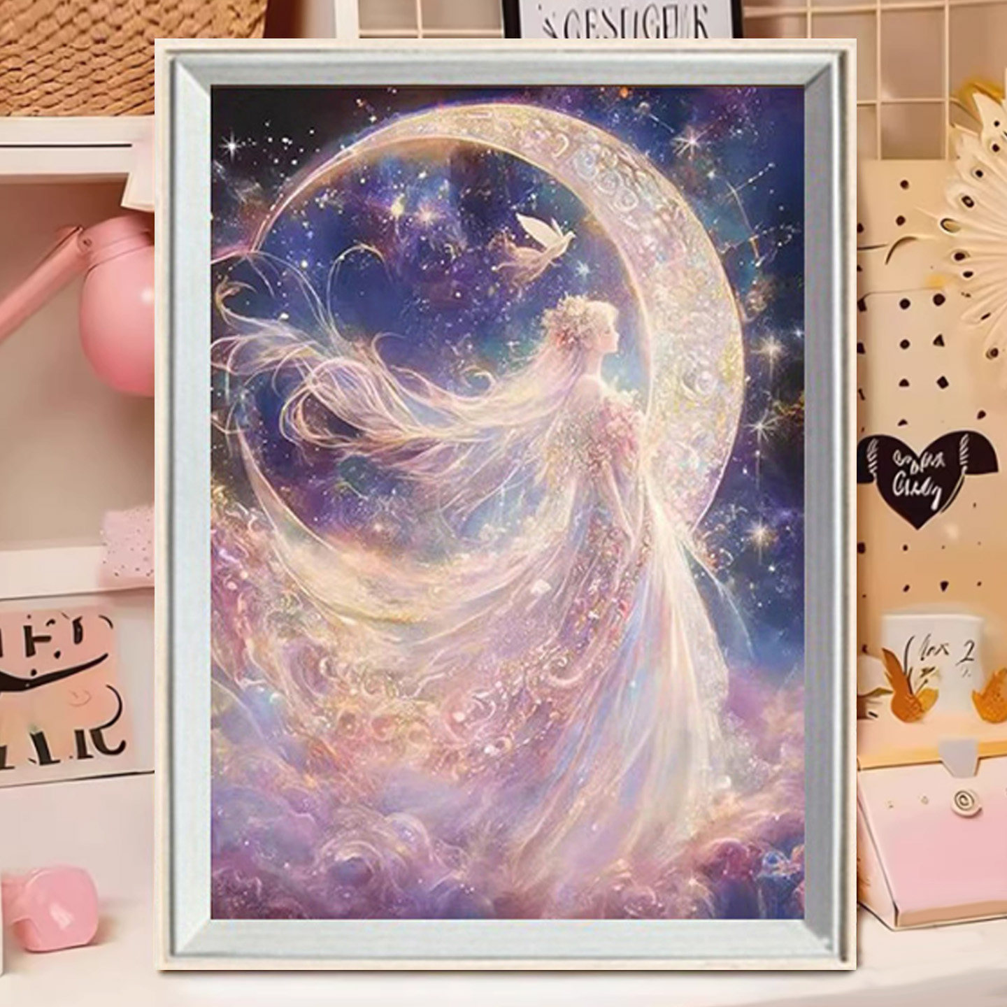 星月女孩钻石画手工diy满钻超闪贴画简约客厅卧室钻