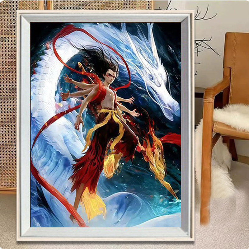 哪吒之魔童闹海钻石画2025新款手工diy卡通高颜值满钻带框装饰画