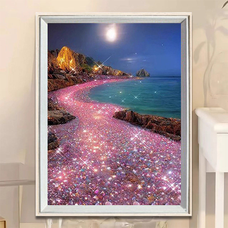 2025新款钻石画客厅卧室风景满钻梦幻彩石海岸点贴钻十字绣高颜值,居家布艺,钻石绣,淘宝优惠券,粉丝福利购,淘宝优惠卷