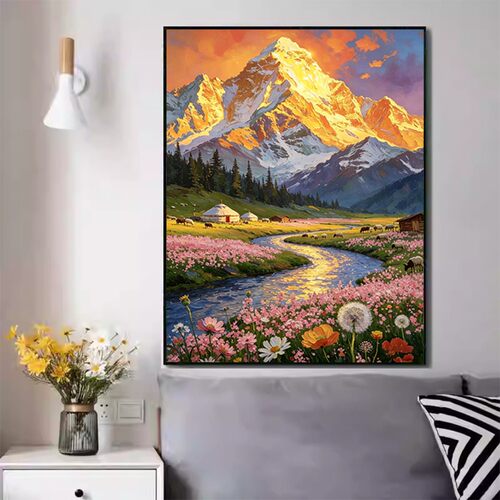 新款钻石画日照金山风景高颜值手工DIY贴钻画5d满钻客厅