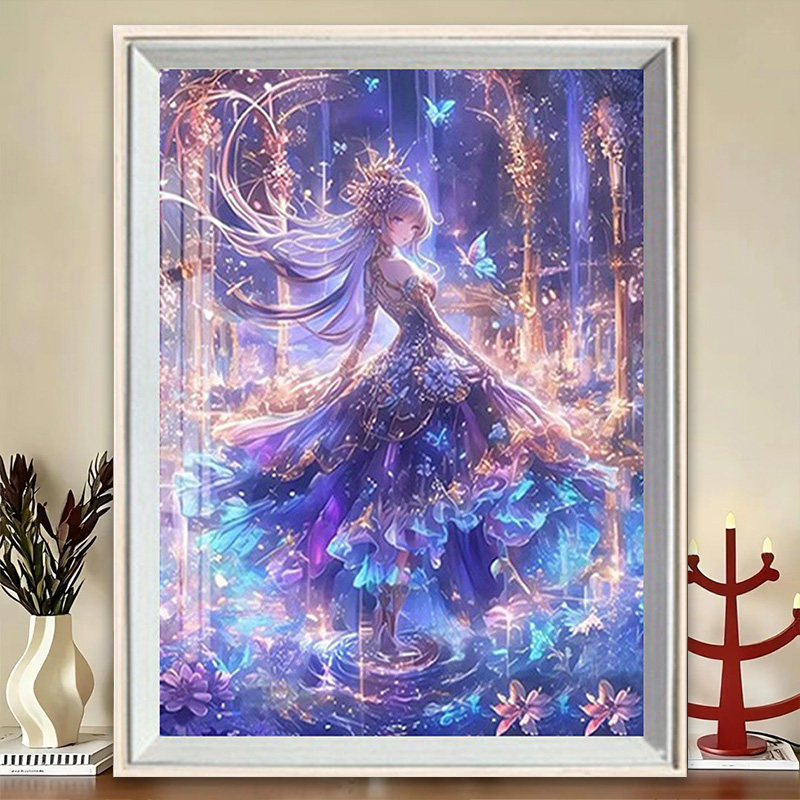 星月少女卡通钻石画2026新款女孩卧室手工diy贴钻画带框装饰画