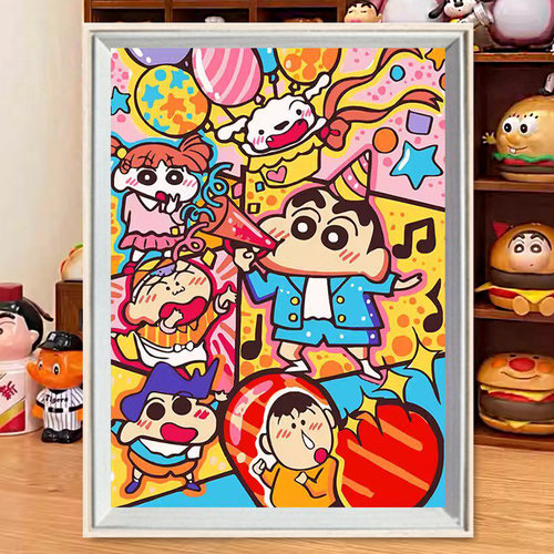 2026新款钻石画蜡笔小新派对diy城堡高颜值手工钻石贴画满钻客厅