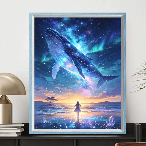 2026新款星空鲸落5D满钻钻石画