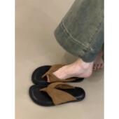 沙滩凉拖软底舒适气质女夏人字拖鞋 羊皮版 日常百搭气质外穿时尚