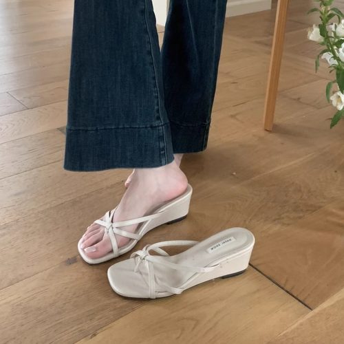 羊皮版！法式通勤简约夹趾凉拖女