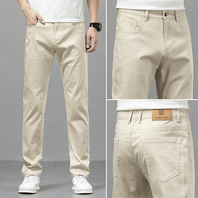 香港2025夏季新款卡其色牛仔裤男