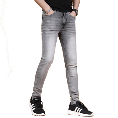 新款高端灰色男士牛仔裤