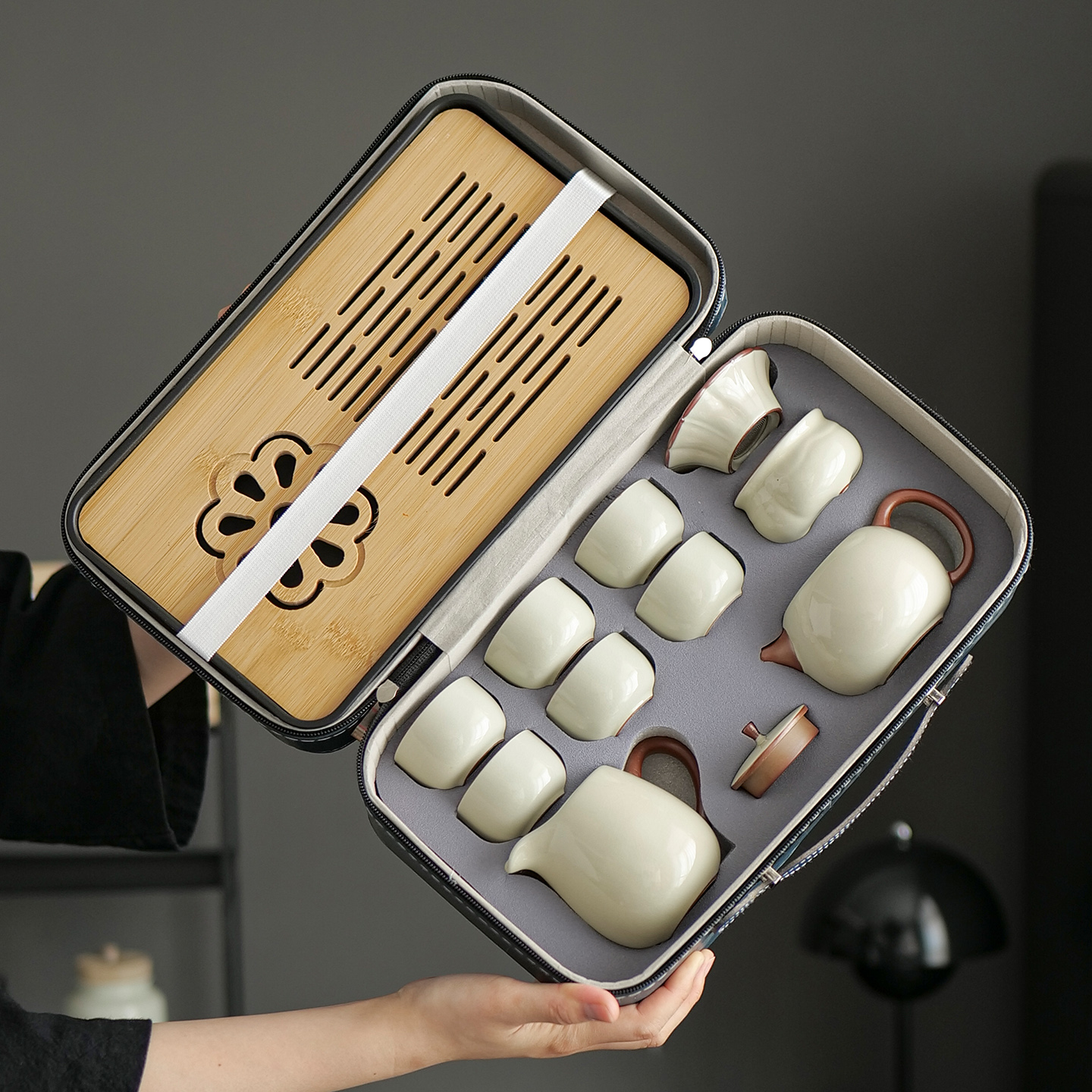 汝窑旅行茶具套装户外便携式