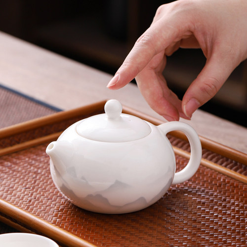羊脂玉瓷泡茶壶单个茶杯
