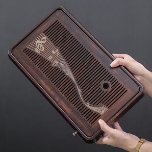 干泡盘功夫茶具茶海托盘沥水盘茶几 竹制简约茶盘家用小茶台储水式