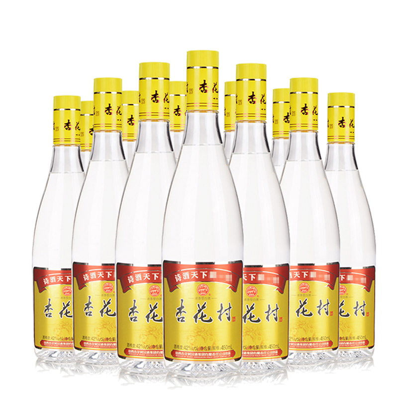 汾酒42度杏花村黄盖金标纯粮清香型白酒整箱450ml*12瓶装