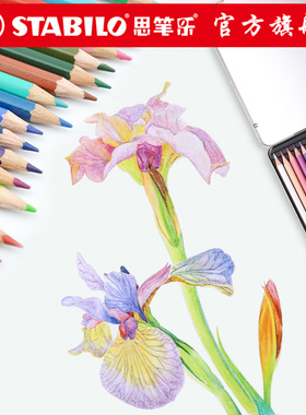 思笔乐水溶性彩铅笔画画专业手绘彩铅Oaquacolor水溶性彩色铅笔36色儿童绘画高端精致送礼铁盒彩色铅笔套装