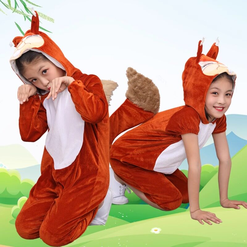 儿童小松鼠演出服动物服表演服万圣节幼儿园卡通森林总动员舞蹈服图片