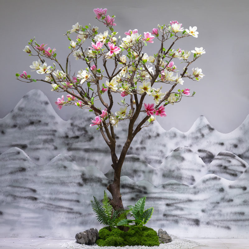 仿真玉兰花树大型落地橱窗装饰花仿真花