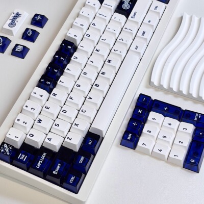 库洛洛 pc瓷白蓝透 自由搭配 酸性蓝白键帽原厂适配机械键盘键帽