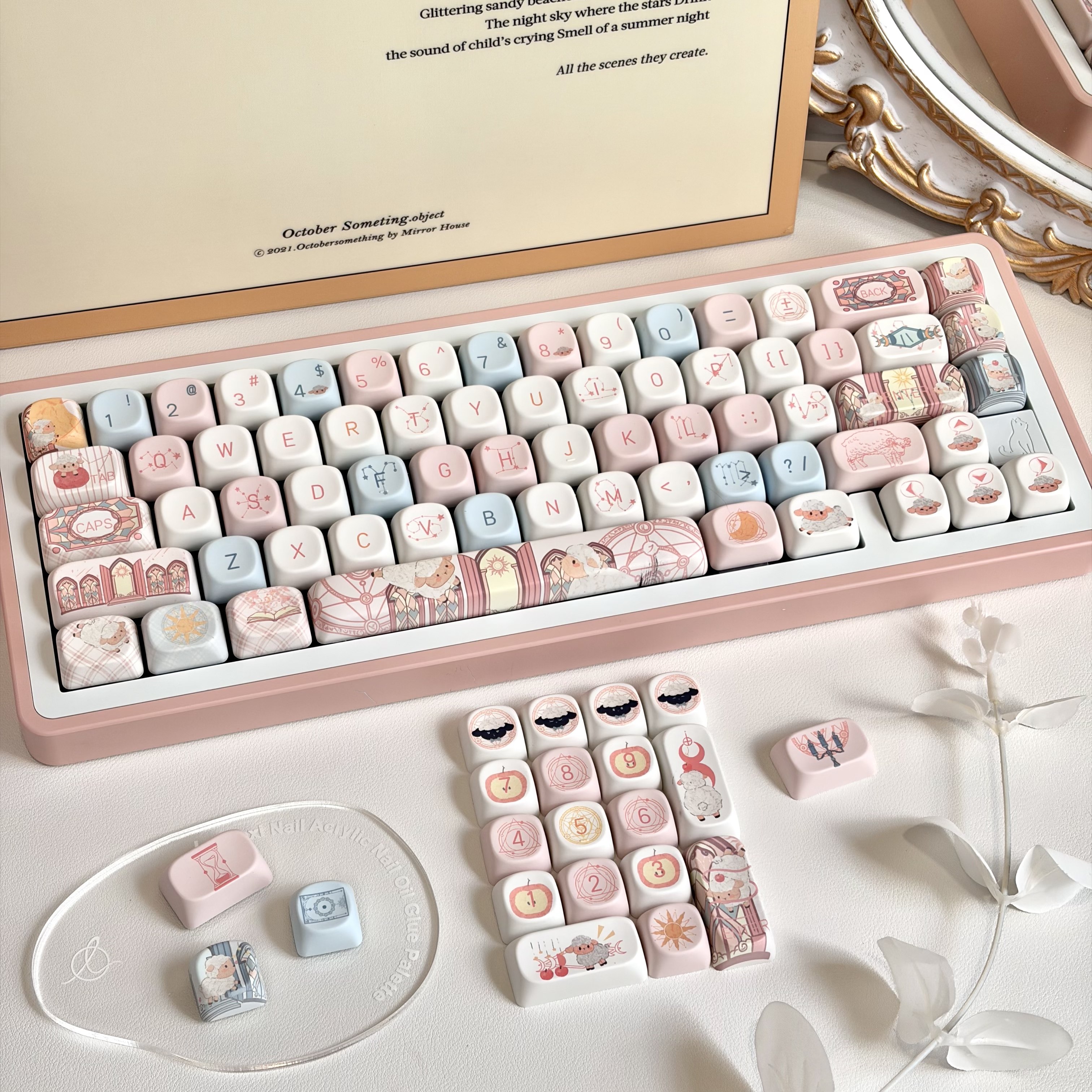 库洛洛 粉蓝配色魔法小羊可爱 小羊咩咩 MOA高度适配机械键盘键帽