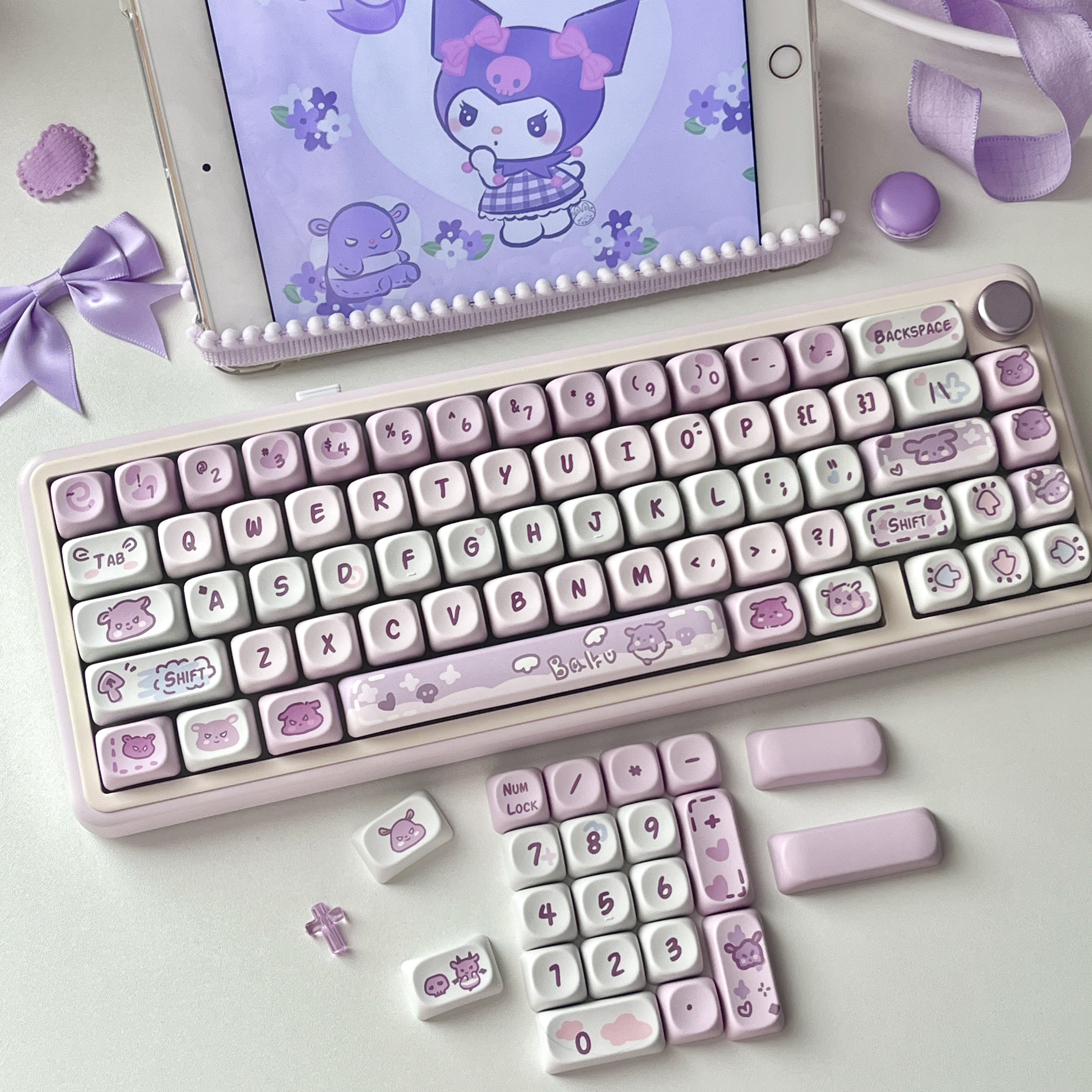 库洛洛 紫色系可爱卡通人物 巴库 MOA高度适配机械键盘键帽