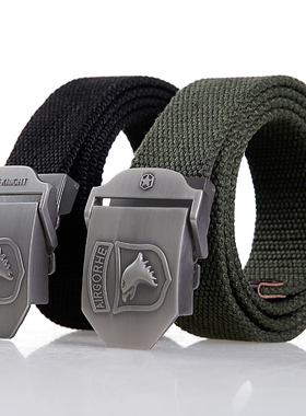 居胥山男士帆布内腰带 自动扣鹰 带黑鹰战术腰带结实耐用