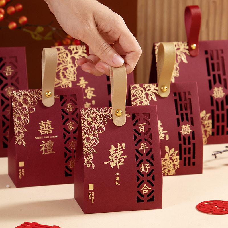 结婚喜糖盒2026新款手提式糖果包装盒子婚礼专用高级感空礼盒纸袋