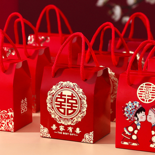 喜糖盒子结婚喜糖盒礼盒高级感手提糖果纸盒空盒订婚小礼盒包装盒