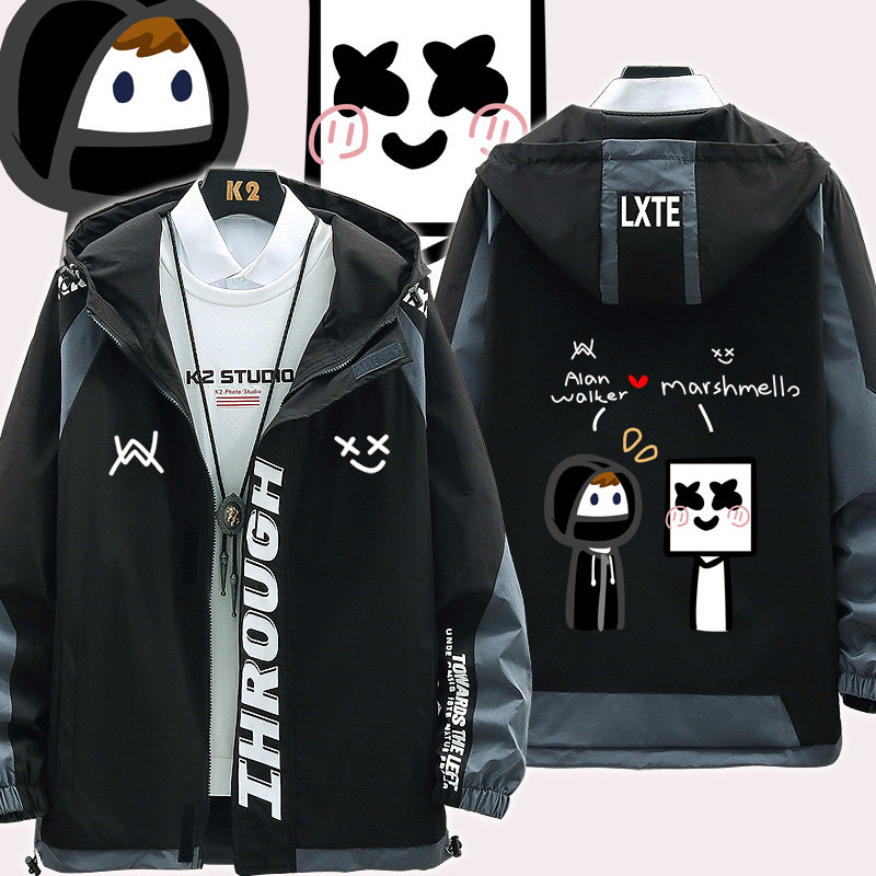 电音alan walker艾伦沃克联名棉花糖marshmello外套夹克男女js