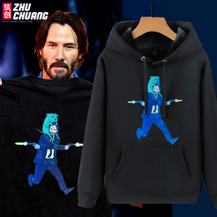 疾速追杀3疾速特攻JOHN WICK男女青少年糖果色情侣连帽加绒卫衣js