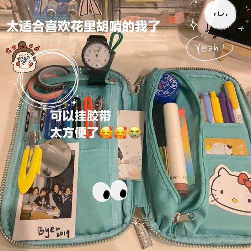 日本KOKUYO国誉烧饼包笔袋女ins简约日系学生用大容量笔盒初中女生复古文具袋创意网红铅笔袋多功能高颜值图片