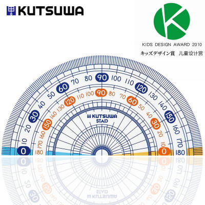 Stad日本进口KUTSUWA量角器高透明度精准刻度学生9cm分度器 HP09A