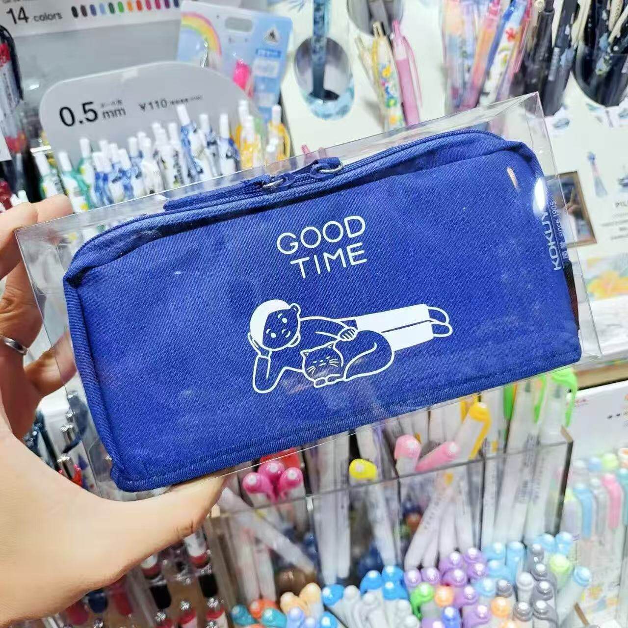 国誉笔袋HACO一米新纯可站立式文具袋日系大容量多功能男初高中生帆布铅笔盒女简约双层小学生蜡笔小新限定