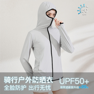 骑行户外防晒衣女夏季2025防紫外线透气罩衫薄外套冰丝沙滩防晒服