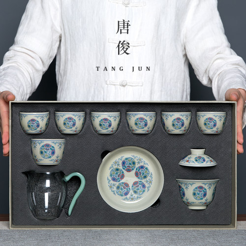2025新款高档茶具套组珐瑯彩功夫茶杯陶瓷盖碗景德镇家用轻奢礼盒