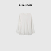 设计感精致温柔风镂空花边百搭T恤TX2510 T井姐妹 栀子 TJ581