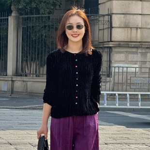 ZT710 设计感精致小众真丝丝绒气质T恤WT2601 T井姐妹 糖豆长袖