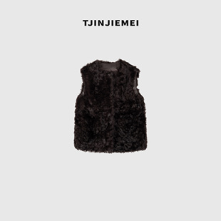 25143A 设计感精致小众气质皮毛一体马甲MJ2509 T井姐妹 小胡羊