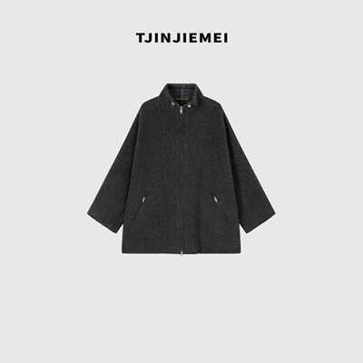 【T井姐妹】新款设计感立领拉链羊毛羊绒大衣DY2509-WB968