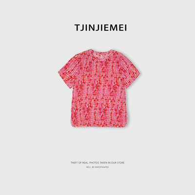 T井姐妹【粉桃心】100桑蚕丝新款设计感短袖DX2605-TJ853