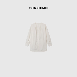 TJ425 CS2507 T井姐妹 设计感圆领宽松休闲百搭衬衫