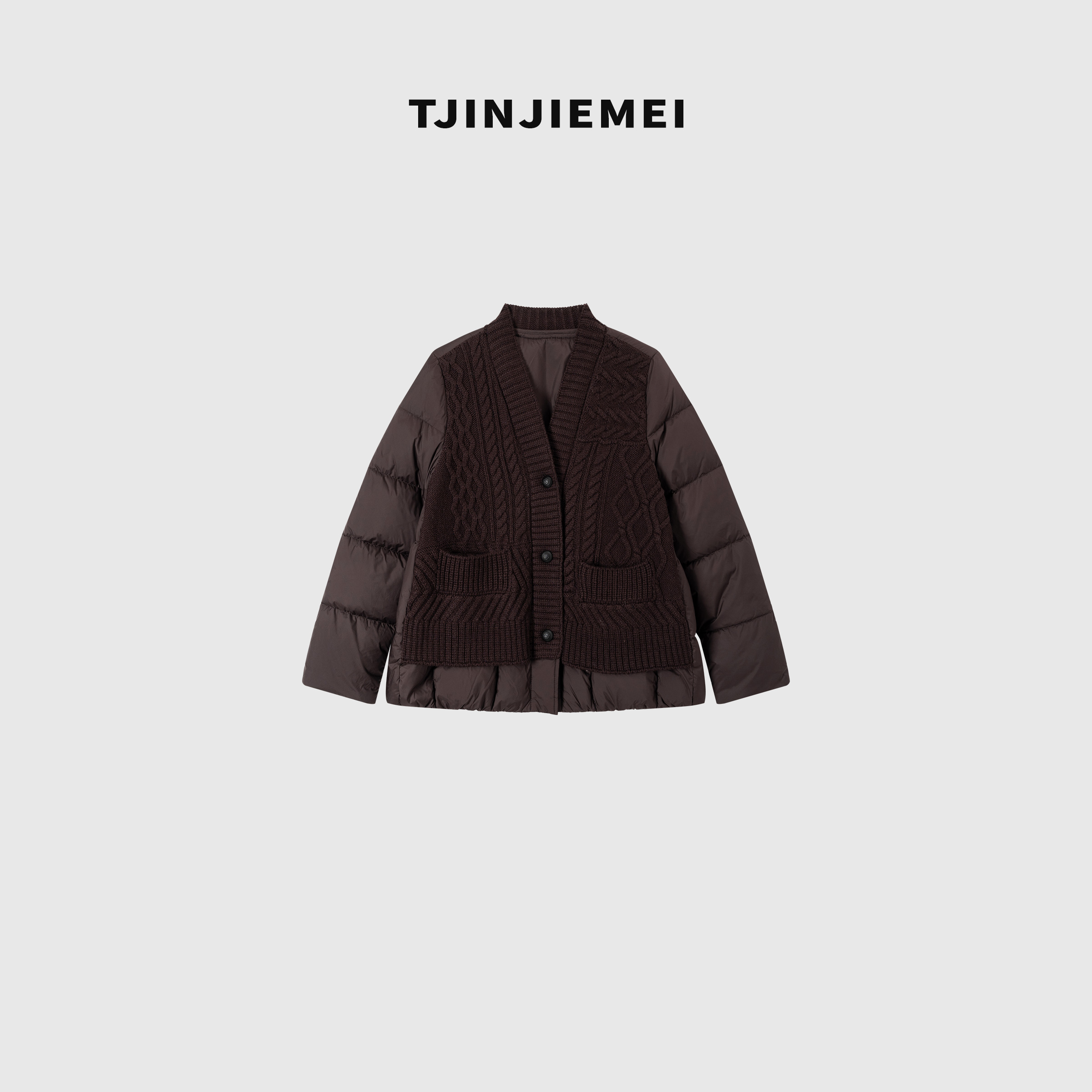 T井姐妹【冰河纪】设计感精致毛织拼接和服领鹅绒服ERF2510-x1361