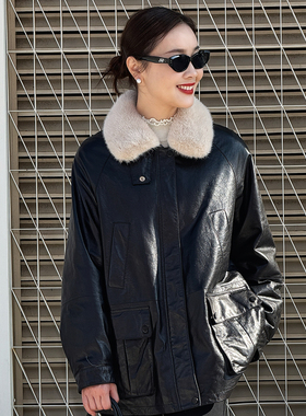 T井姐妹【墨尔本】设计感水貂领可脱卸绵羊皮鹅绒服ERF2512-98259