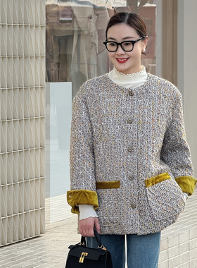 T井姐妹【鎏金岁月 】设计感羊毛混纺彩纱羽绒服WT2509-TJ526