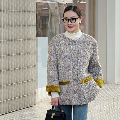 T井姐妹【鎏金岁月 】设计感羊毛混纺彩纱羽绒服WT2509-TJ526